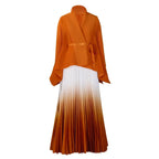Autumn Fashion 2025 Long Sleeve V-neck Polyester Party Evening 2 Pieces Top Long Skirts Matching Sets African Clothes for Women - Matrix-studios.com