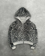 Hip-hop New Two-sided Clothing Harajuku Retro Leopard Print Fashionable Loose Zipper Hoodie Men Street Casual Sweatshirt Women - Matrix Studios