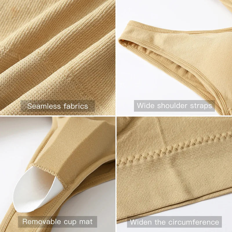 S-7XL Plus Size Thin Non-underwire Bra Zero Bondage Women's Underwear Sports Yoga Wireless Vest Seamless Adjustable Brassiere - Matrix Studios