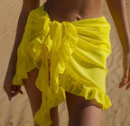 6 Colors Ruffle Bikini Cover Ups Short Skirt for Women 2024 Summer Sun Protection Sarong Bikini Beach Dress Brazilian Sarong - Matrix Studios