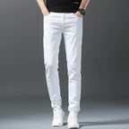 2026 Spring New Men Slim Jeans 98% Cotton White Stretch Straight Casual Fashion Pencil Pants High Quality Trousers Male Clothes - Matrix Studios