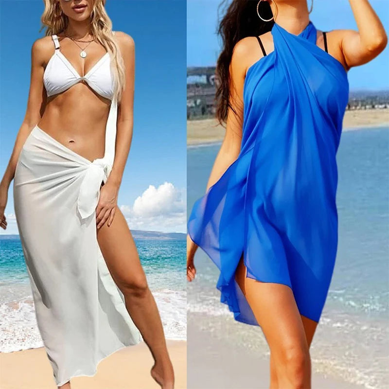 Summer Sexy Beach Skirts Women Beach Wear Chiffon Beach Wrap Skirt Towel Long Sarong Cover Up Sexy Bikini Scarf - Matrix Studios