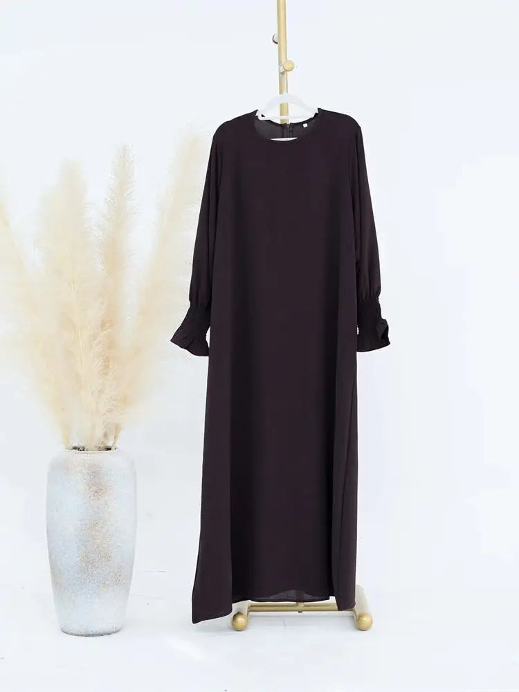 Eid Jersey Solid Modest Under Abaya Dubai 2024 Palestine Women Islamic Clothing Muslim Kaftan Inner Dresses Robe Femme Musulmane - Matrix-studios.com