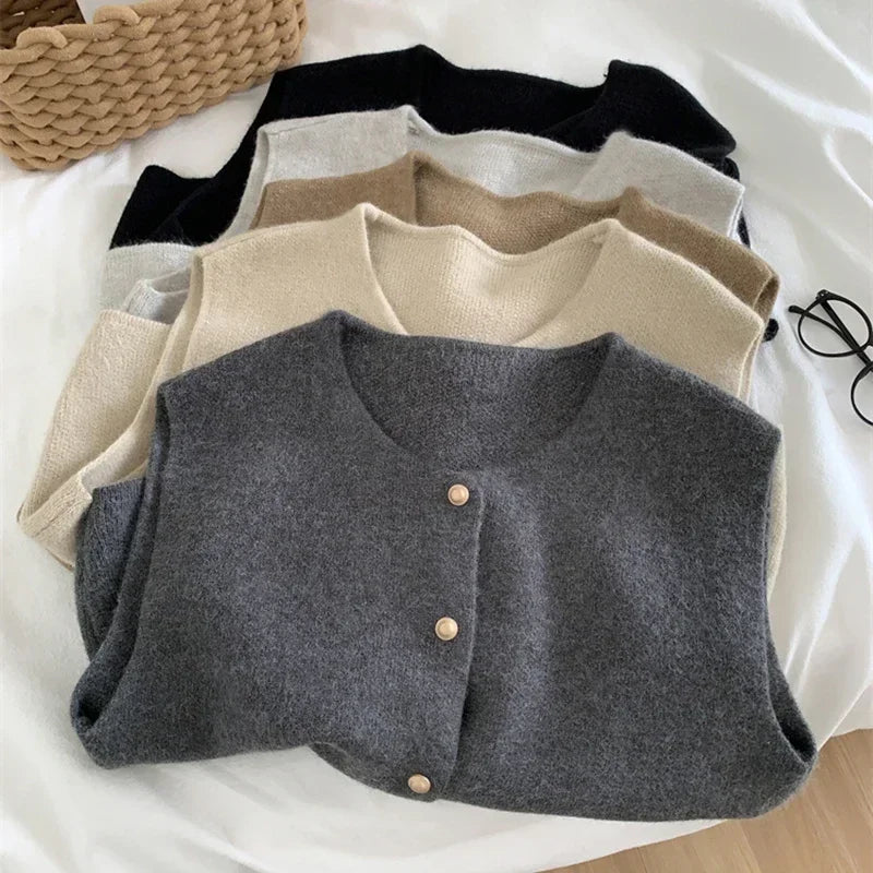Autumn new women cardigan Korean elegant knitted sleeveless female casual sweater tanks fashion new slim ladies casual tops - Matrix Studios