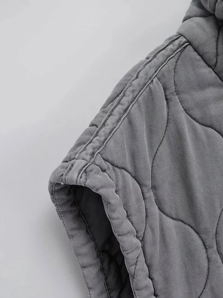 Autumn Winter Women Standing Collar Light Weight Sleeveless Cotton Coat Vest Women Pocket Decoration Tank Top - Matrix Studios