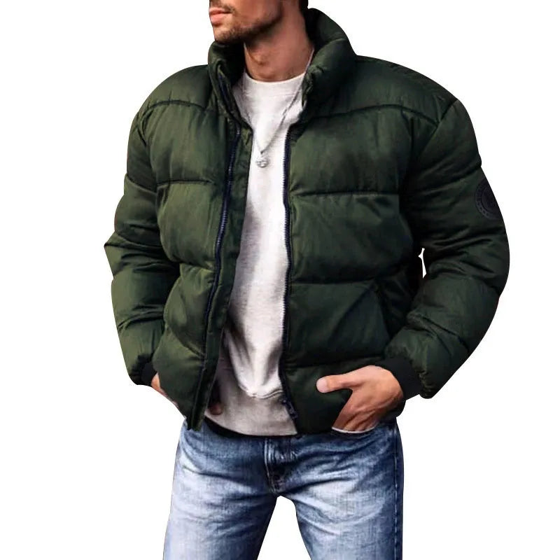 2025 Winter New Men's Down Cotton Jacket Daily Casual Windproof Warm Parkas Outwear Short Stand Collar Warm Cotton Clothing - Matrix Studios