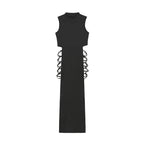 Criss Cross Cut Out Dress, Sexy Bodycon Mock Neck Sleeveless Dress, Women's Clothing - Matrix-studios.com