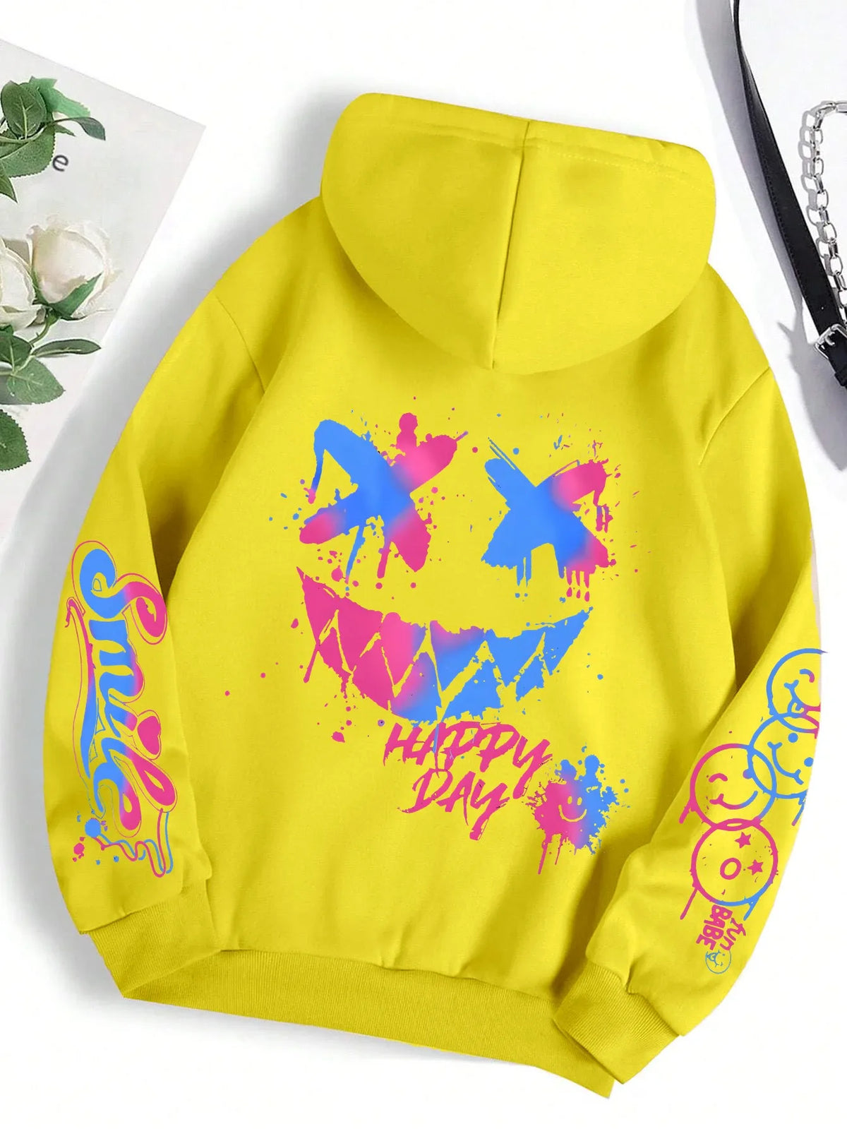 New Autumn Men's Personalized Smiling Face Print Comfortable Breathable Hooded Sweatshirt Outdoor Street Fashion Hooded Sweatshi - Matrix Studios
