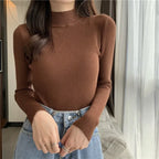Women Sweater Pullover Autumn Winter Knitted Half High Collar Long Sleeve Slim Jumper Tops 2025 Casual Shirts Soft Warm Clothing - Matrix Studios