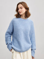 SuyaDream Warm Alpaca Pullovers for Woman, Dropped Sleeved Loose Sweaters, Brushed Wool Knit Sweater, 2026 Fall Winter Top - Matrix Studios