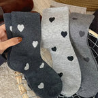 5/10 Pairs Women Heart-Shaped Pattern Middle Tube Socks Fashionable Printing Soft Comfortable Sweat Absorbing Breathable Socks - Matrix Studios