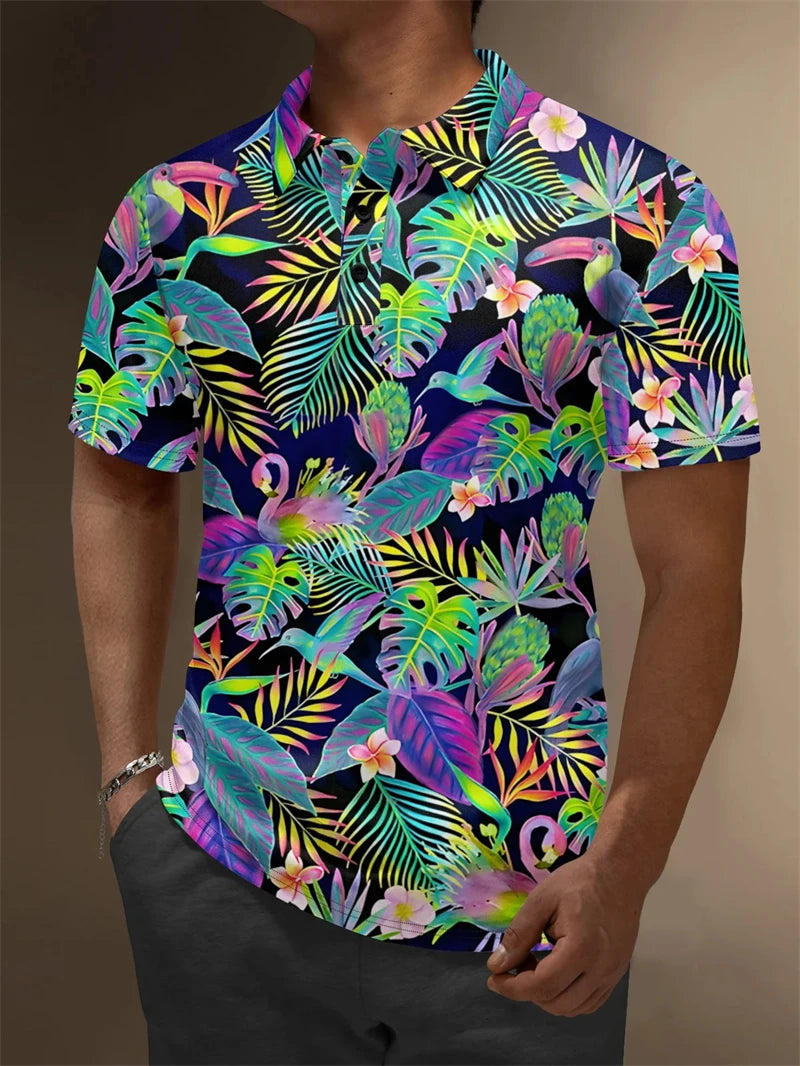 2025 New 3d Print Flamingo Graphic Polo Shirts For Men Women Short Sleeve Golf Shirts Fashion Street Polo Shirt Hawaiian Tops - Matrix-studios.com