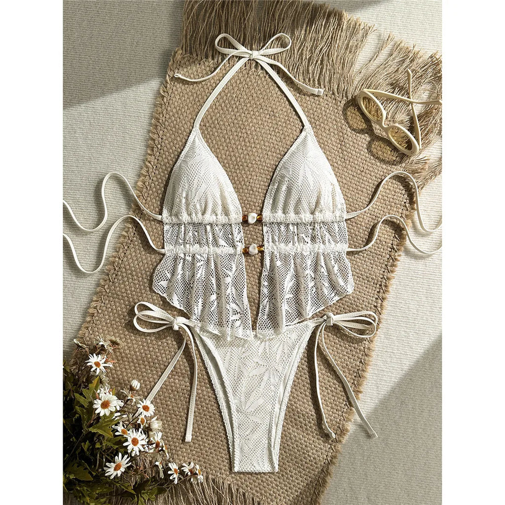 2026 Hollow Out Tankini Halter Bikini Female Swimsuit Women Swimwear Padded Bather Bathing Suit Swim Two-Pieces Bikini Set K8236 - Matrix-studios.com