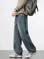 Spring Autumn American Retro Straight Jeans Men Streetwear Korean Fashion Loose Baggy Wide Leg Denim Pants Male Casual Trousers - Matrix Studios