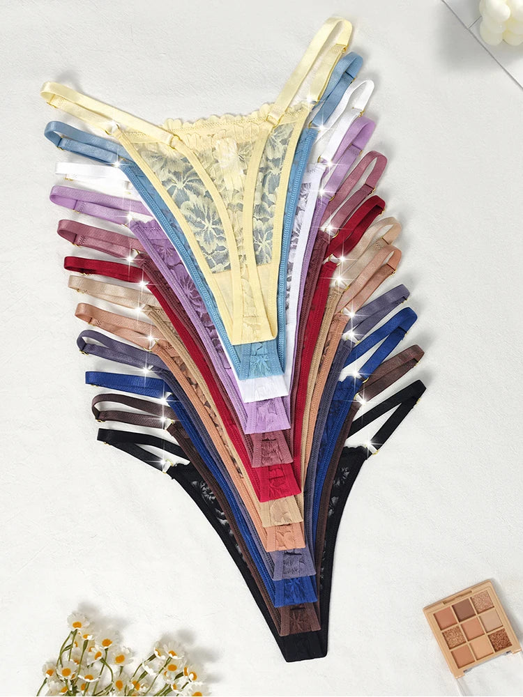 12pcs/Set Low Rise Sexy Women's G-string Breathable Comfortable Female Lingerie Erotic Elegant Lady Thongs Underwear Panties - Matrix Studios