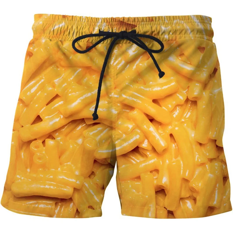Funny Fatty Beef Hot Dog Men's 3D Print Short Pants Street Hip Hop Beach Shorts Skateboard Swimming Shorts Women Short Trunks