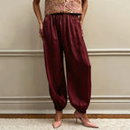 Linad Elegant Pink Crepe Loose Bloomers For Woman Street Chic Pleated Trousers Female Autumn Vintage High Waist Long Pants 2025 - Matrix-studios.com