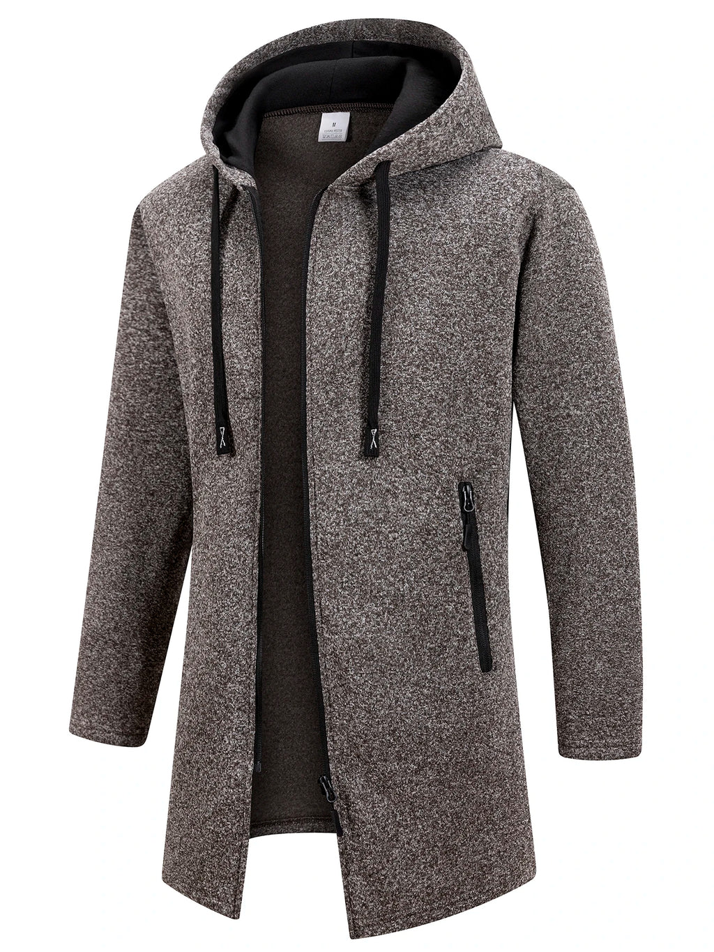 Men's Retro Zipper Jacket Mid Length Windbreaker Spring Autumn Winter Fleece Warm Jackets Fashion Casual Patchwork Yarn Coat - Matrix Studios