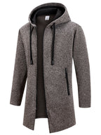 Men's Retro Zipper Jacket Mid Length Windbreaker Spring Autumn Winter Fleece Warm Jackets Fashion Casual Patchwork Yarn Coat - Matrix Studios