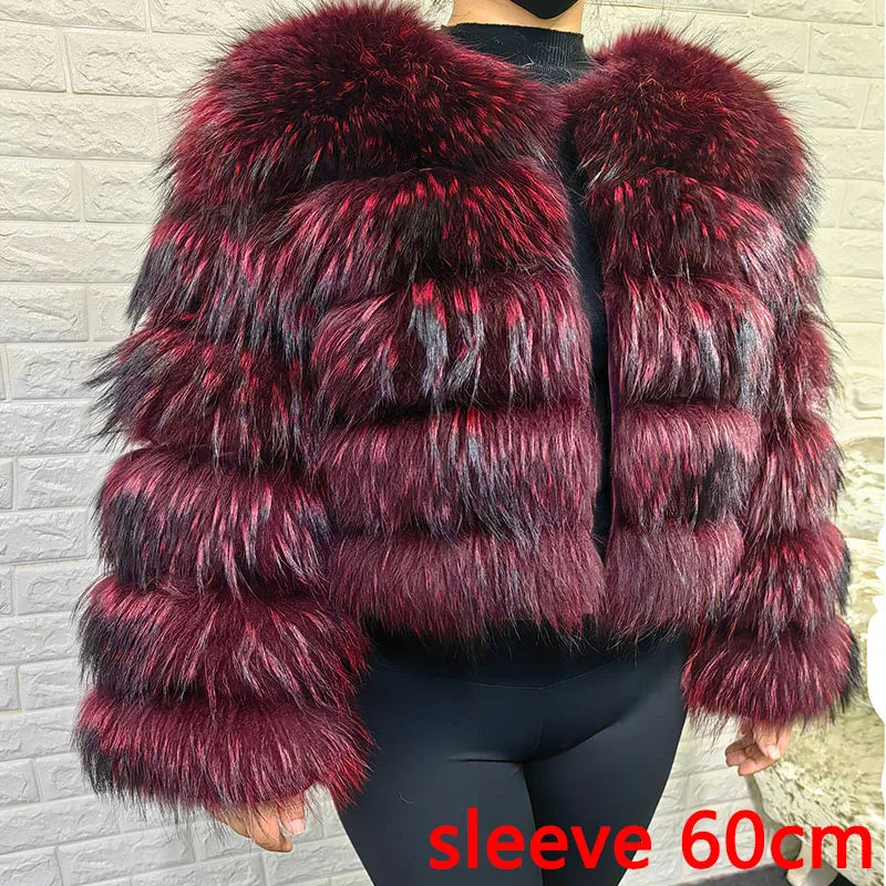 MAOMAOKONG Super Hot Winter Women Luxury Thick Real Raccoon Fur Coat Natural Fox Fur Jacket Plus Size Furry Jackets Female Vest - Matrix Studios