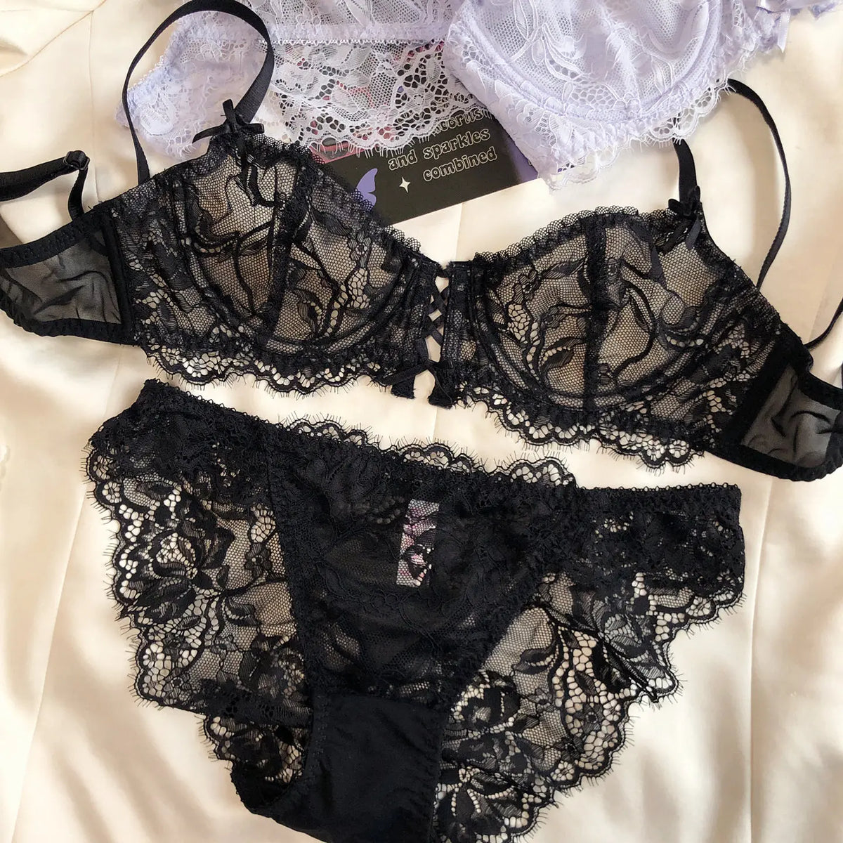 Sexy Hollow Bra French Ultra Thin Lace Embroidery Women Lingerie Set Underwire Push Up Bras Breathable Underwear and Panties Set - Matrix-studios.com
