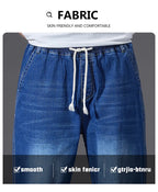 8XL Elastic Waist Men's Jeans, Loose Straight Leg Stretch Denim Pants, Plus Size Casual Streetwear, Big Size Relaxed Fit Trouser - Matrix Studios