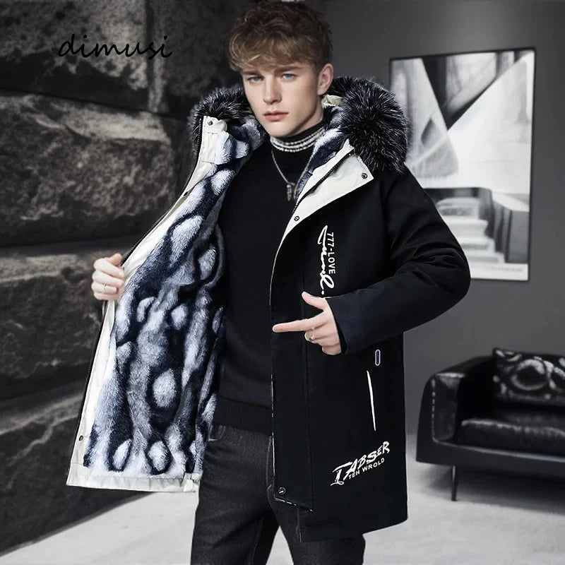 Winter Men's Long Down Jacket Fashion Male Thermal Parkas Coats Casual Men Classic Fur Collar Warm Padded Jackets Clothing 5XL - Matrix Studios