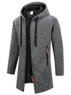 Men's Retro Zipper Jacket Mid Length Windbreaker Spring Autumn Winter Fleece Warm Jackets Fashion Casual Patchwork Yarn Coat - Matrix Studios