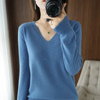 New Cashmere Women's V-neck Pullover Lace Neck Hollow Out Design Casual Knitted Long Sleeve Women's Sweater Autumn And Winter - Matrix-studios.com