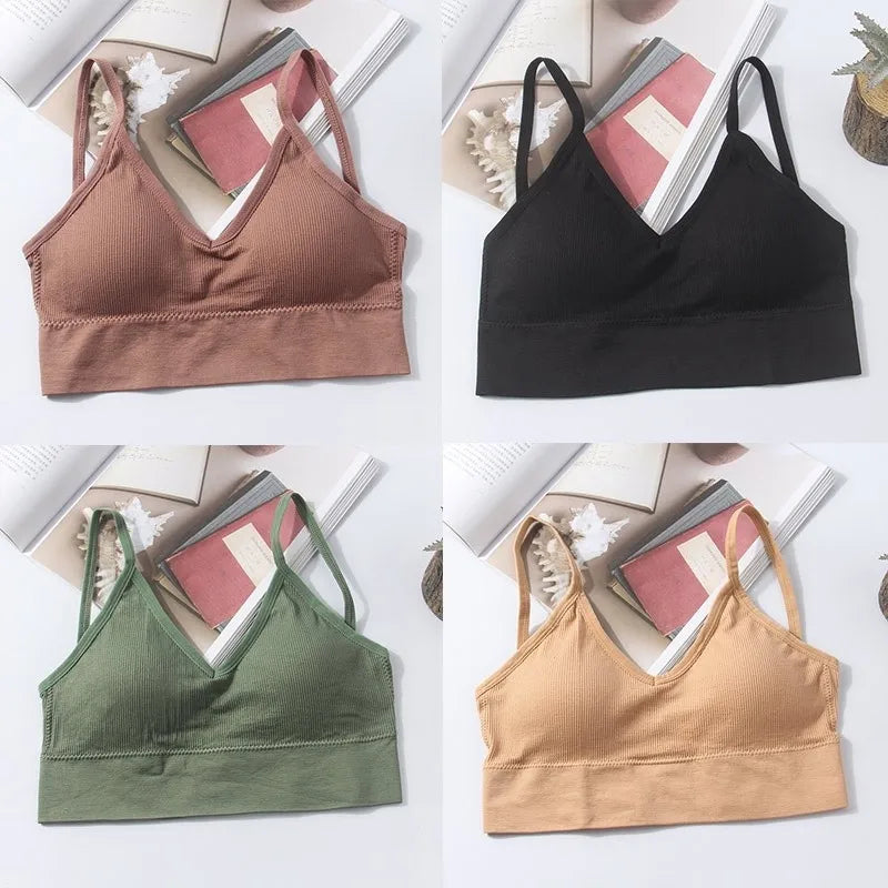 Kit 4 Women Seamless Bra Set, Sexy Beautiful Back Cotton Bra Comfortable Breathable Padded Bra Underwear - Matrix Studios