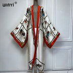 WINYI Summer Bohemian Kimono Beach Cover-Up Swim Suit Elegant African Women Boho Cardigan Sexy Holiday Long Sleeve Beach Dress - Matrix Studios