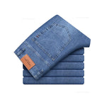 Summer Thin Men's Elastic Cotton Jeans Fashion Gray Comfortable Business Straight Casual Pants Brand Male Clothes Trousers - Matrix Studios