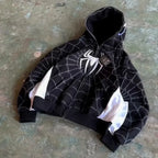 American Spider Pattern Embroidery Zip Up Hoodie Y2K Mens Womens Gothic Harajuku Jacket Fashion Hoodie Sweatshirt Casual Clothes