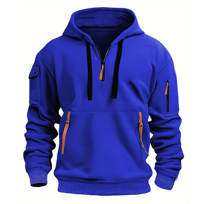 Men's Hoodie Multi Pocket Zipper Casual Sports Hoodie Men/Women Plus Size Loose Pullover Fashion Sweatshirt Long-Sleeve tops - Matrix Studios
