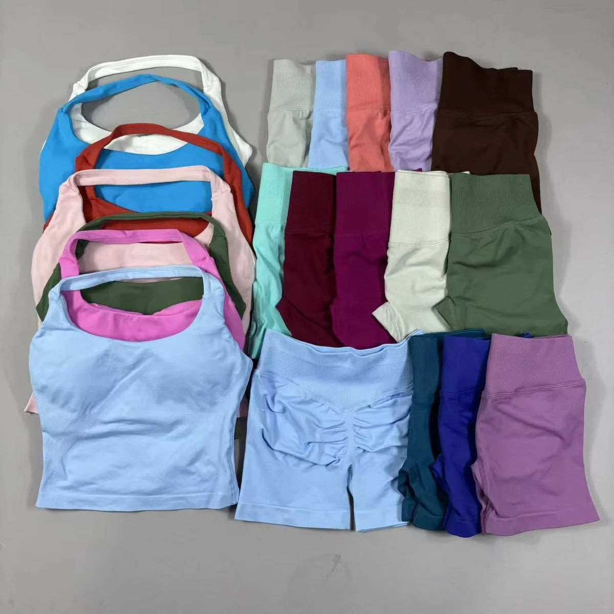1-2pcs Gym Set Women Backless Tank Tops High Waist Scrunch Seamless Shorts High Waist Yoga Leggings Workout Sets Gym Suit - Matrix-studios.com