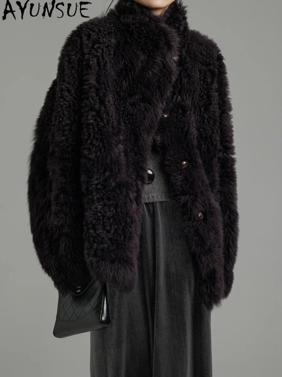 AYUNSUE Natural Sheepskin Fur Coat Women 2025 Real Leather Jacket Winter Jackets Luxury Clothing Female New Style Шуба Женская - Matrix Studios