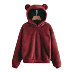 Autumn Winter Women's Hoodies Winter Women Long Sleeve Rabbit Ear Hood Sweatshirt Cute Plush Warm Casual Hoodie Tops - Matrix Studios