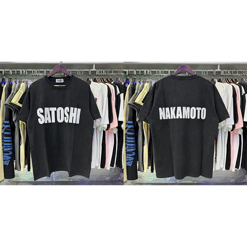 Summer Street Satoshi Nakamoto T-shirt Men's Women's Loose Lettered Logo Printed Cotton Short Sleeve - Matrix-studios.com