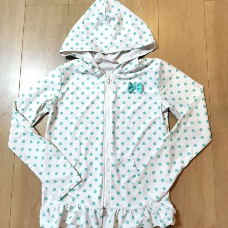 Japanese subculture Harajuku retro polka dot bow long sleeved women's zipper hooded sweatshirt American spicy girl trendy top - Matrix Studios