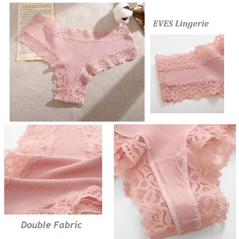 3PCS/Set Women Sexy Lace Panties Cotton Seamless Brazilian Panties Female Sexy Low Rise Soft Underwear G-String Lingerie S-XL - Matrix Studios