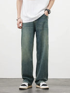 2025Spring Autumn New Men Straight Vintage Fit Jeans Casual Trousers High Quality Male Korean Fashion Baggy Wide Leg Denim Pants - Matrix Studios