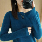 Autumn And Winter Thin Sweater Women's Round Neck Pullover Casual Knitted Top Women's Short Underlay Fashion 18 Colors - Matrix Studios