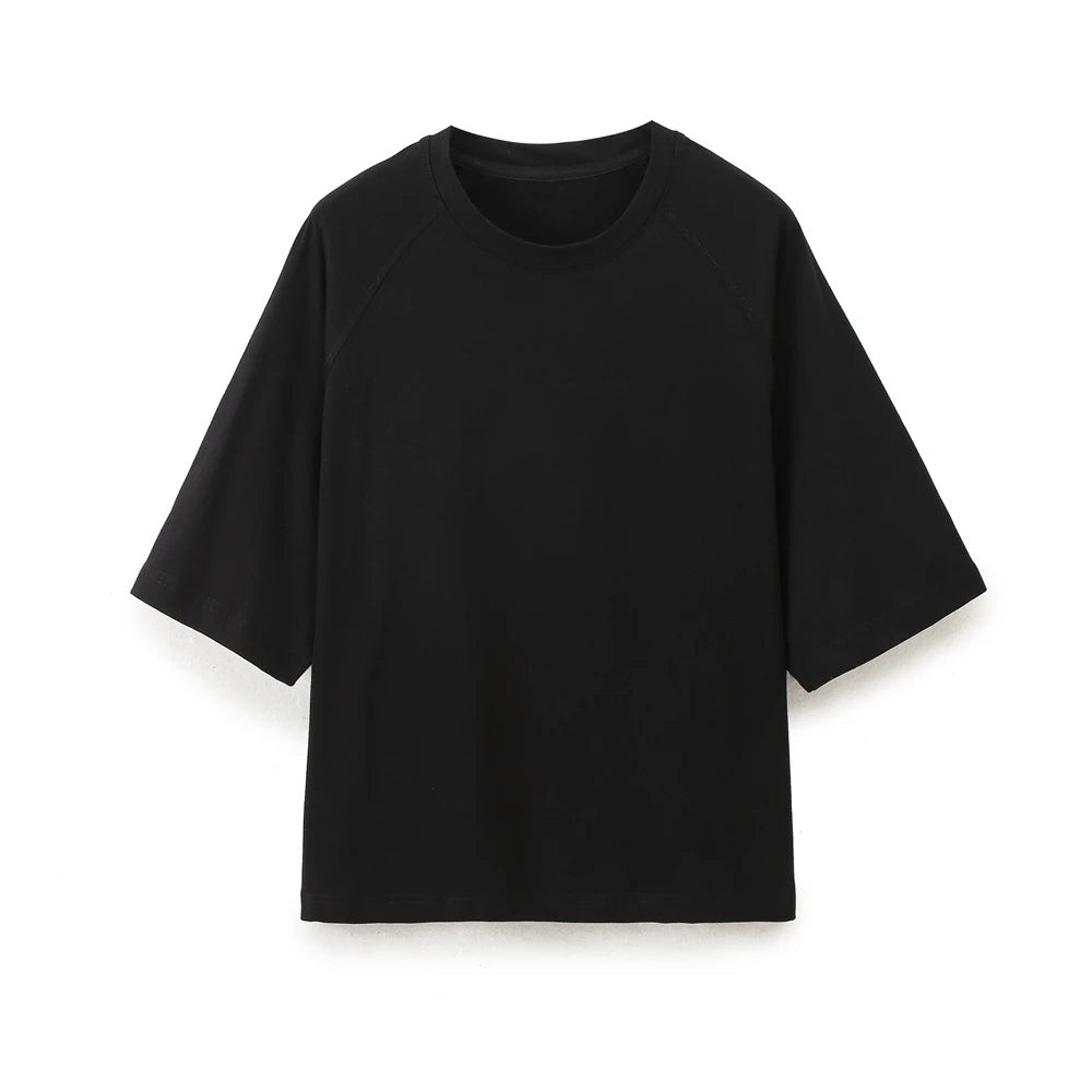 DUOPERI Women Fashion 2 Pieces Sets Solid Loose T-Shirt and High Elastic Waist Trousers Female Chic Lady Casual Pant Coordinates - Matrix-studios.com