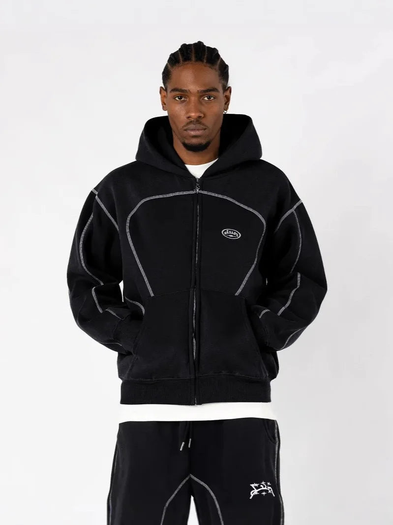 Street Retro Men's Casual Sportswear with Trendy Silhouettes Unique Hip-Hop Style Patterned Oversized Sweatshirts Casual Hoodies