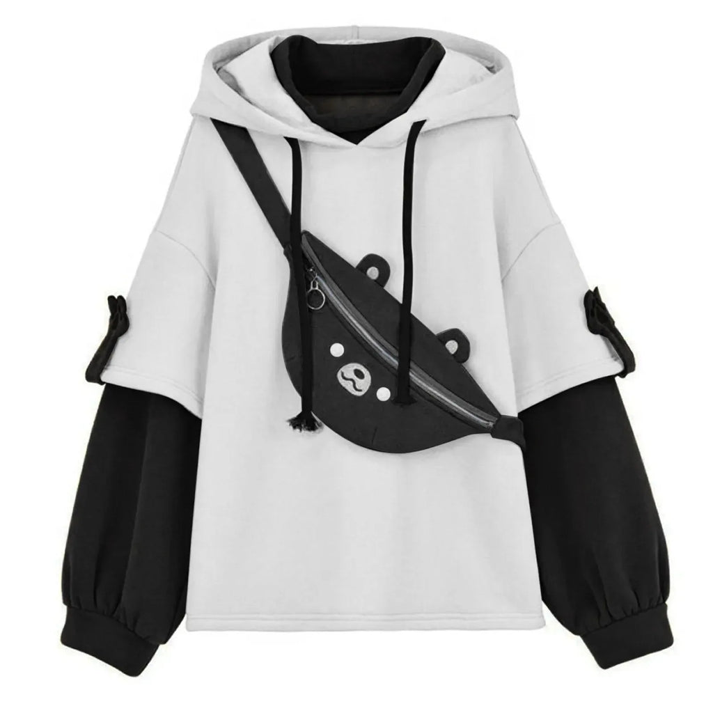 Y2K Clothes Cute bear backpack in spring and autumn  fashion Hoodie Women's winter Harajuku loose casual street clothes Japanese - Matrix Studios