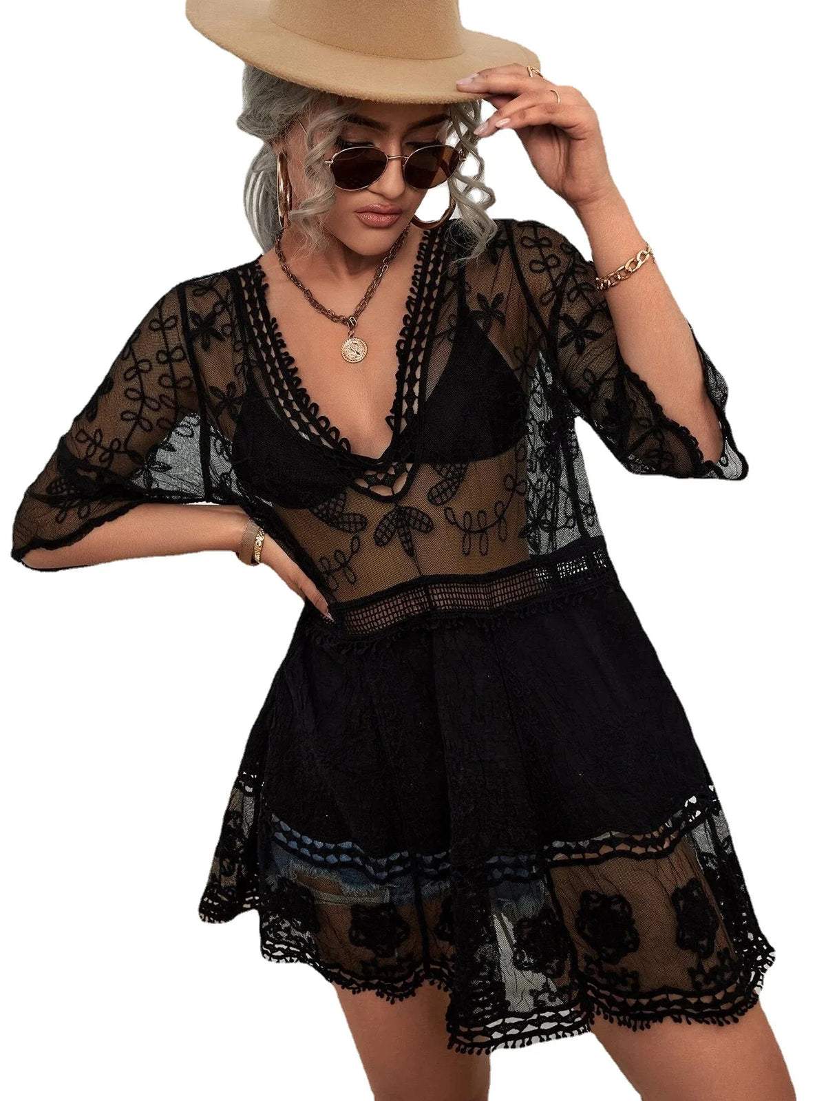 2025 Lace Beach Pareo Wear Swim Suit Cover Up Playa Tunics for Tunic Swimwear Women - Matrix Studios