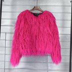 Colorful Warm Faux Women Fur Coat Loose Black White Pink Plush Coat Female Jacket Fur Autumn Winter Shaggy Outerwear - Matrix Studios