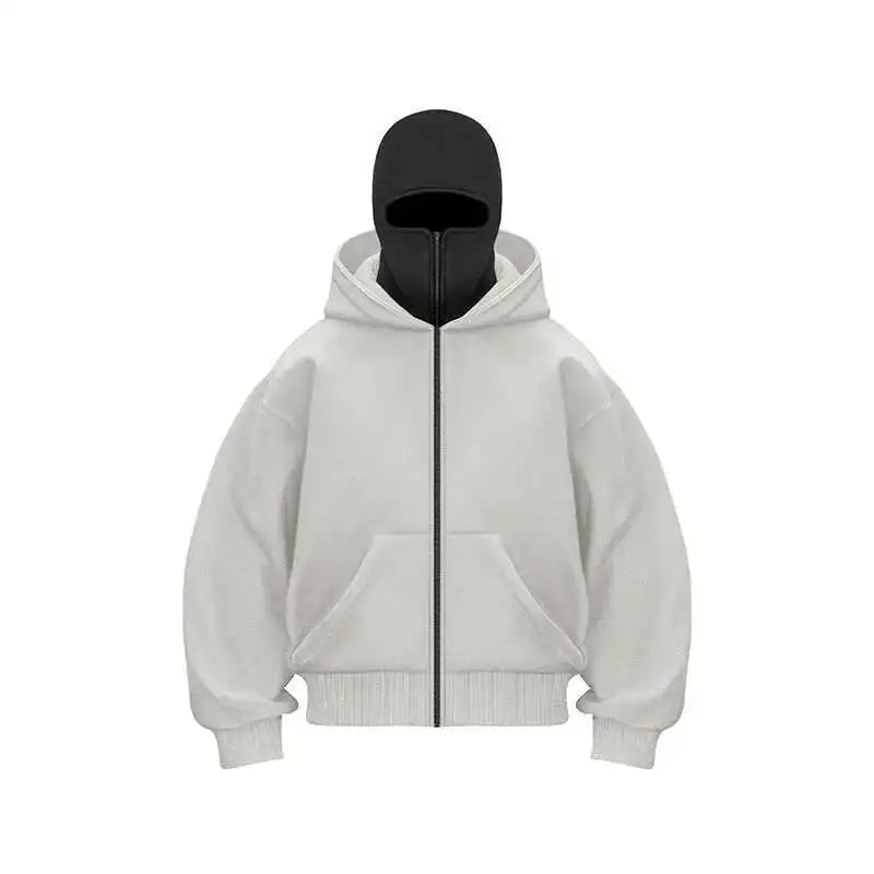 Unisex Plain Hooded Zip Up Sweatshirt Autumn Winter Ins Style Couple Matching Pullover Jacket - Matrix Studios