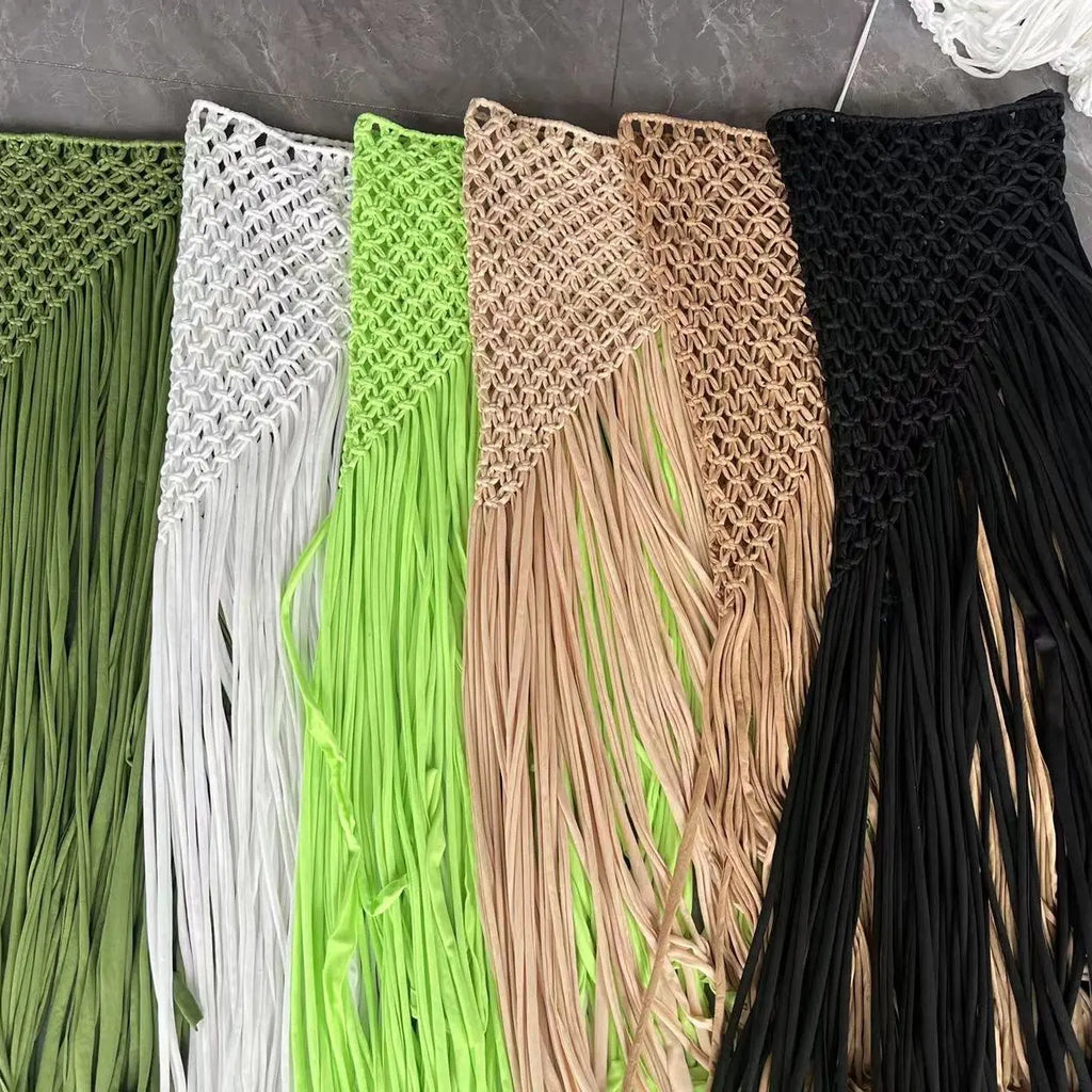 Beachapche Hand Crochet Tassel Skirts Women Fashion Sexy Side High Knitted  Beach Cover Ups - Matrix-studios.com