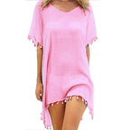 Fashion V Neck Summer Sunscreen Smock Loose Casual Beachwear Shirt Bathing Suit Plus Size Swimsuit Cover Up Dress for Women - Matrix Studios